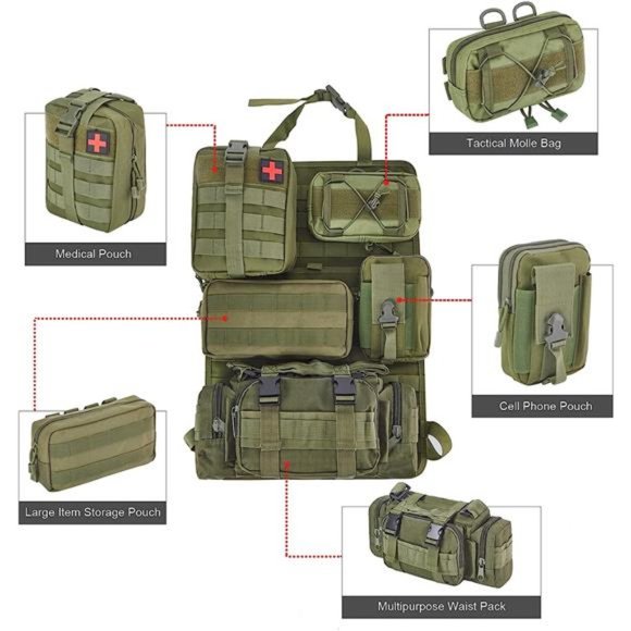 6 Pack Tactical Truck Organizer Back Seat Storage Car Seat Storage Bag Molle - Picture 4 of 7